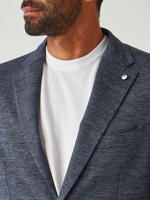5. Blazer de hombre de algodón y lino Azul
