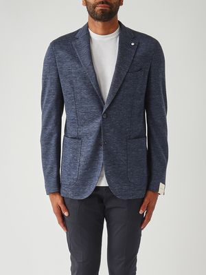 1. Blazer de hombre de algodón y lino Azul