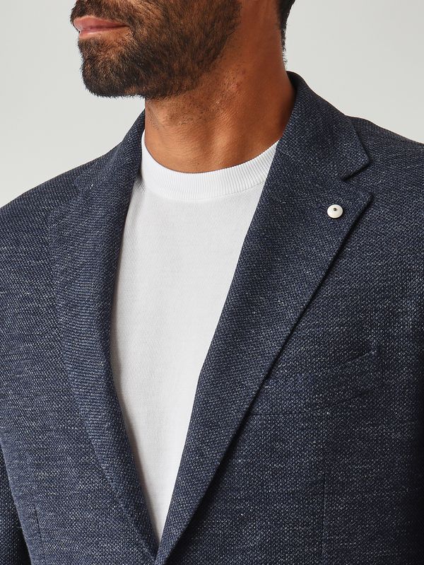 5. Men's blazer in textured linen and cotton Navy L.B.M. 1911 281765205