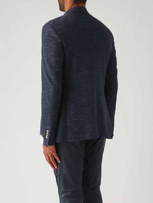 4. Men's blazer in textured linen and cotton Navy