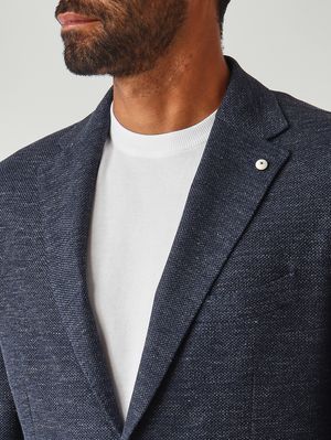 5. Men's blazer in textured linen and cotton Navy