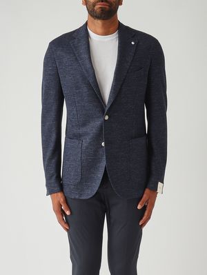 1. Men's blazer in textured linen and cotton Navy