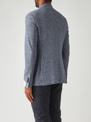 4. Men's blazer in textured linen and cotton Sky-blue