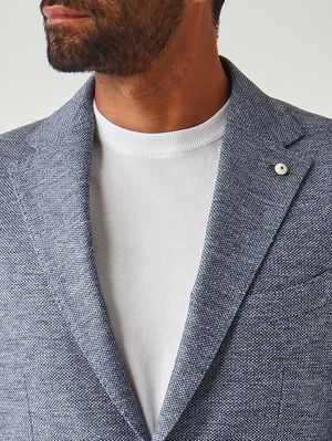 5. Men's blazer in textured linen and cotton Sky-blue