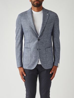 1. Men's blazer in textured linen and cotton Sky-blue