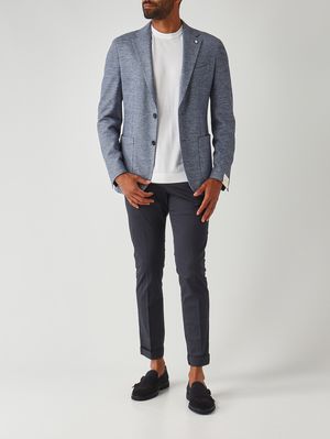 2. Men's blazer in textured linen and cotton Sky-blue