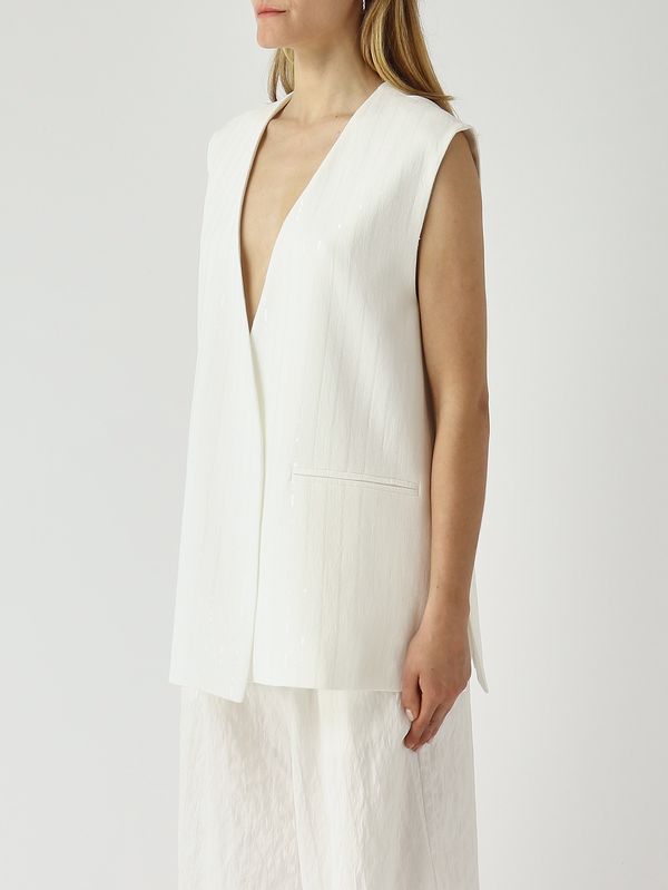 3. Gilet femme en mélange de viscose Blanc Optique Meimeij m6paf2