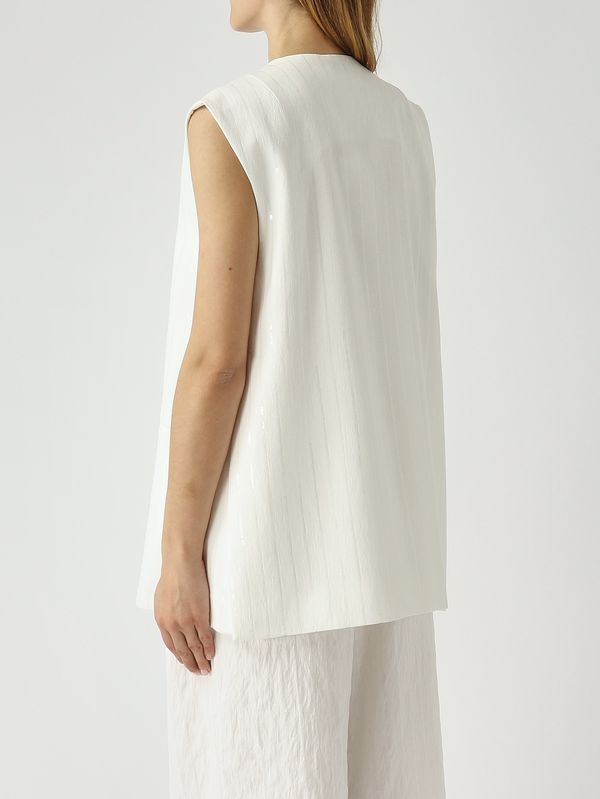 4. Gilet femme en mélange de viscose Blanc Optique Meimeij m6paf2