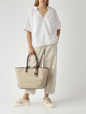 2. Pantalone donna in cotone Crema