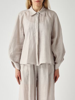 1. Damenhemd aus Ramie Perlgrau