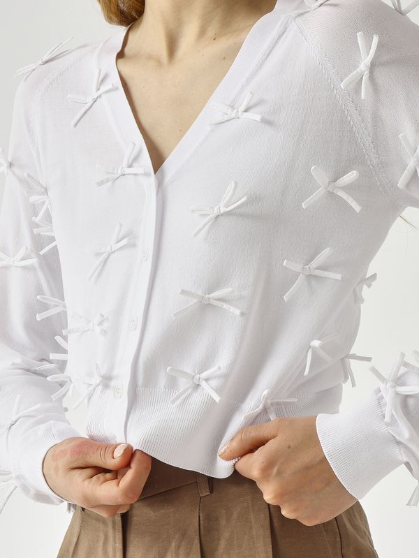 5. Cardigan donna in misto viscosa Bianco Ottico Meimeij m6pz53