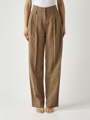 1. Damenhose aus Leinenmischung Hellbraun