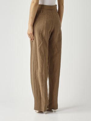 4. Damenhose aus Leinenmischung Hellbraun
