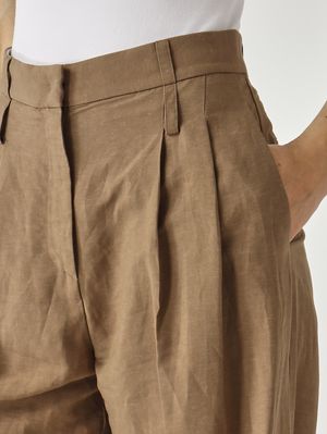5. Damenhose aus Leinenmischung Hellbraun