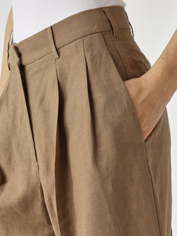 5. Damen-Bermudashorts aus Leinenmischung Hellbraun Meimeij m6ei02