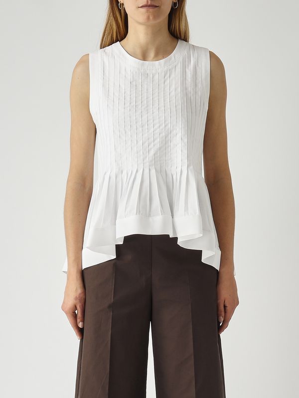 Blouse femme en coton mélangé Blanc Optique Meimeij