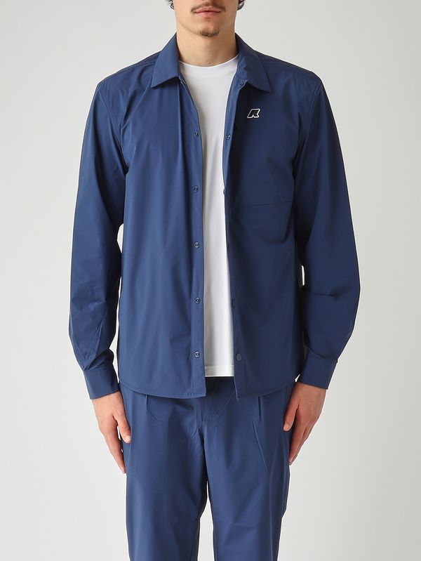 1. Herrenhemd Recher aus technischem Stretchgewebe Indigoblau K-Way k11717