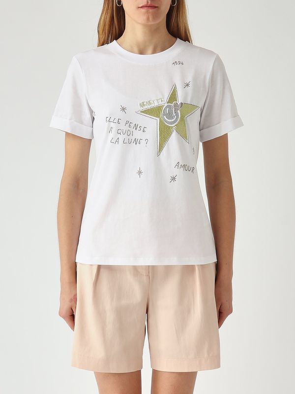 1. Daruki Damen-T-Shirt aus Baumwolle Weiß Nenette daruki