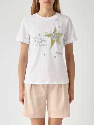 1. Daruki Damen-T-Shirt aus Baumwolle Weiß