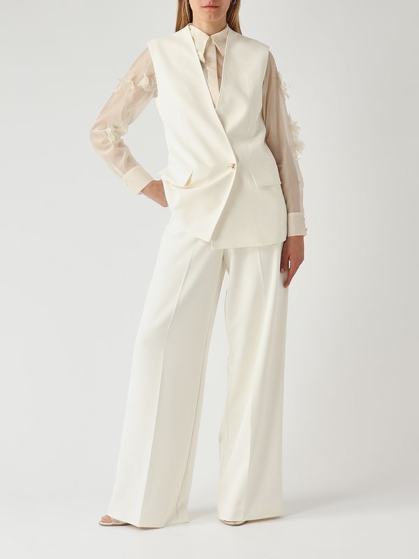 2. Damenhose aus Stretch-Cady Elfenbein Nenette ella