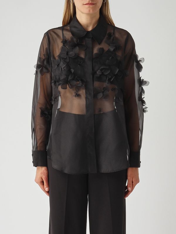 Frosty women's shirt in silk-like organza Black Nenette
