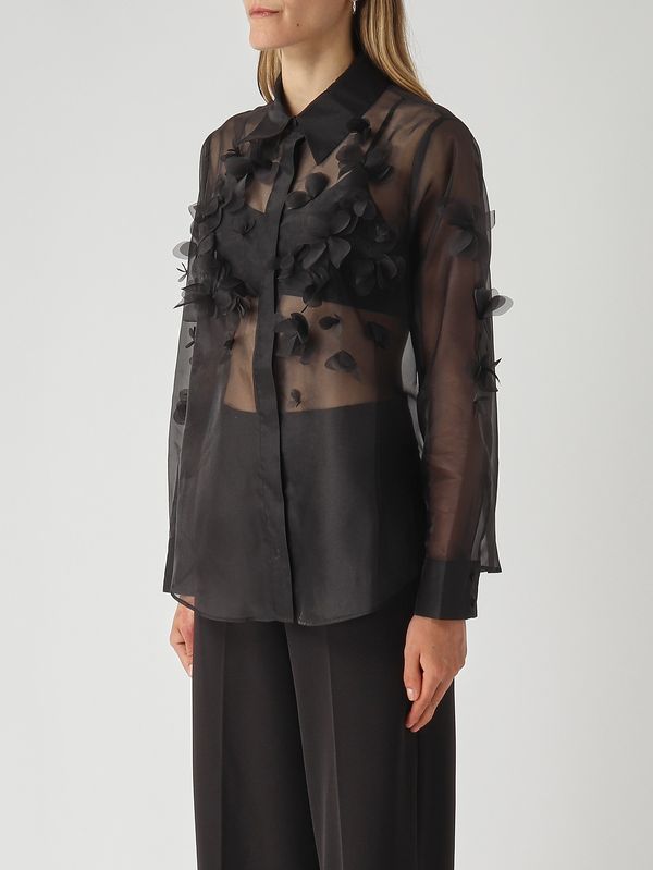 2. Camisa de mujer Frosty en organza de imitación seda. Negro Nenette frosty