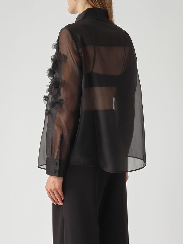 3. Camisa de mujer Frosty en organza de imitación seda. Negro Nenette frosty