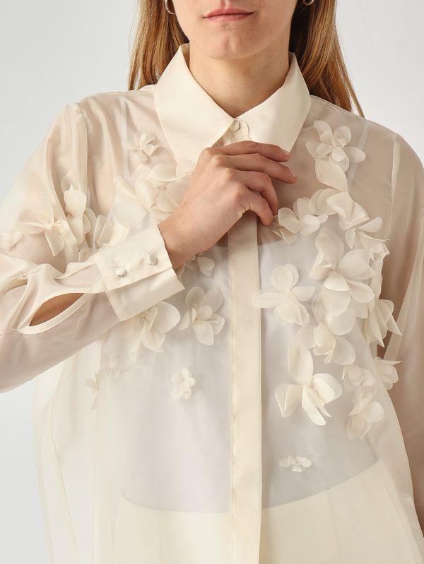 5. Frosty women's shirt in silk-like organza Champagne Nenette frosty