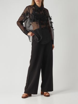 5. Camisa de mujer Frosty en organza de imitación seda. Negro