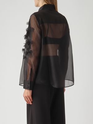 3. Camisa de mujer Frosty en organza de imitación seda. Negro