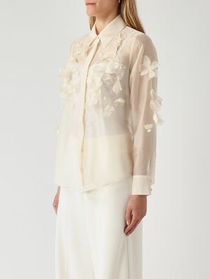 3. Frosty women's shirt in silk-like organza Champagne
