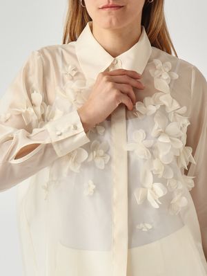 5. Frosty women's shirt in silk-like organza Champagne