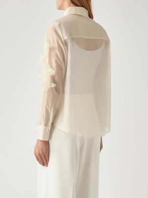 4. Frosty women's shirt in silk-like organza Champagne