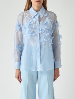 1. Camisa de mujer Frosty en organza de imitación seda. Vinca
