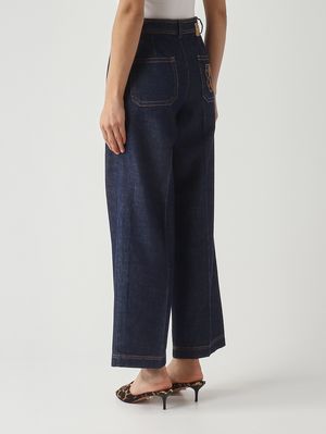 4. Jean Sveva pour femme en denim de coton. Jean foncé