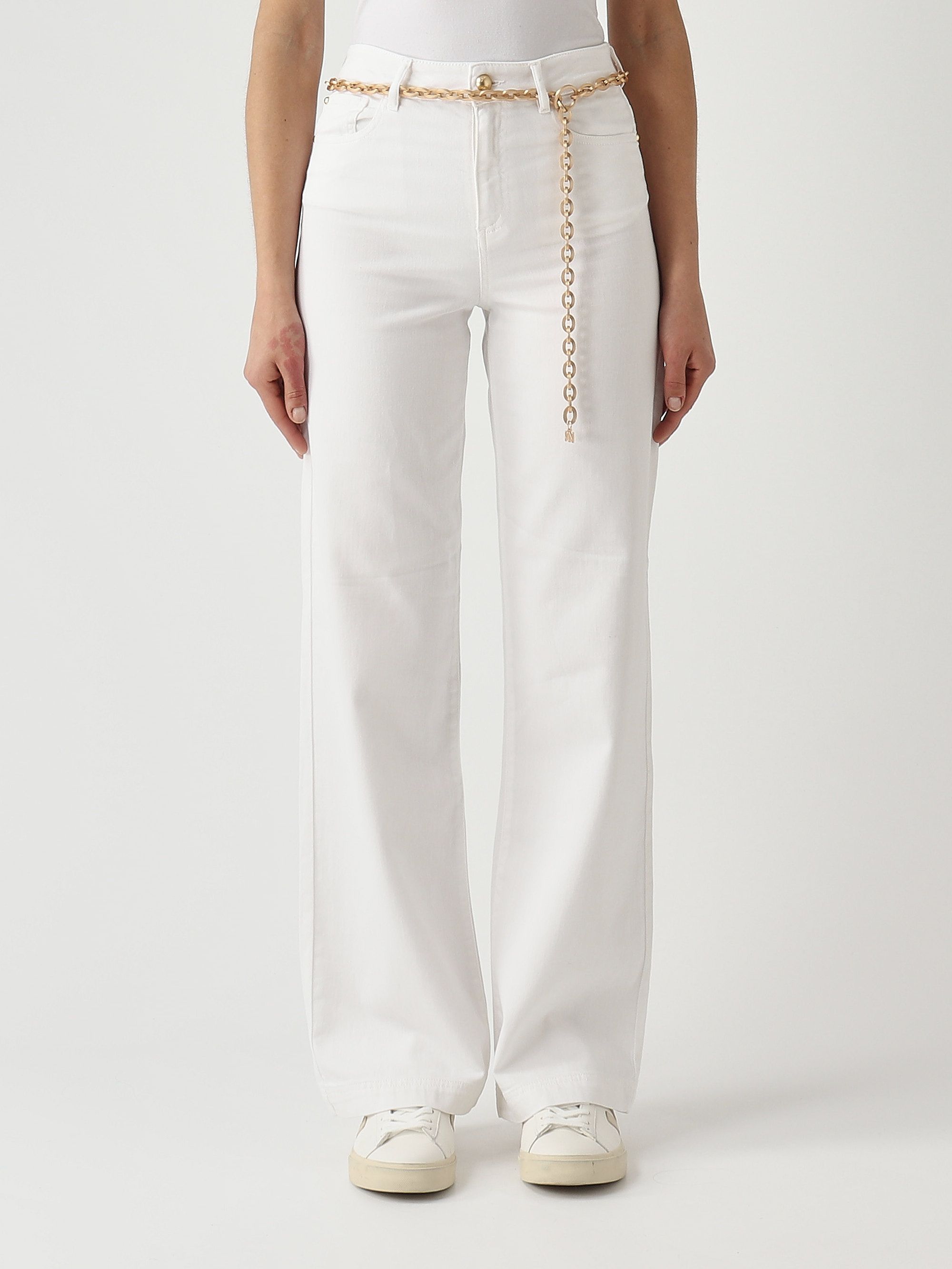 Pantalon en popeline avec finition croisée Femme, Beige | Milano