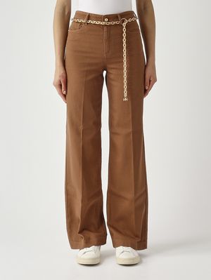 1. Pantalon femme Stella en coton stretch Cacao