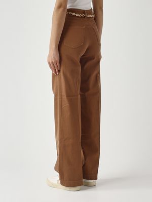 4. Pantalon femme Stella en coton stretch Cacao