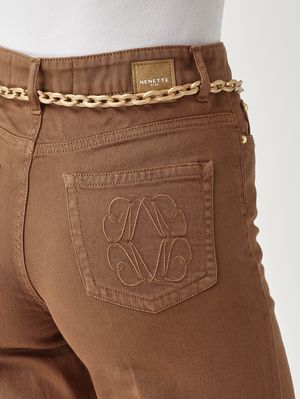 5. Pantalon femme Stella en coton stretch Cacao