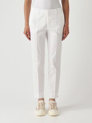 1. Pantalone donna in cotone stretch Bianco