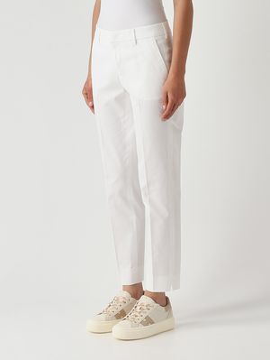 3. Pantalone donna in cotone stretch Bianco