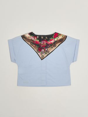 2. Blusa bambina in cotone Celeste