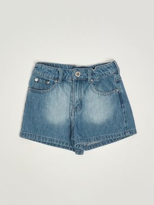 1. Mädchen-Shorts aus Baumwolle Blauer Denim