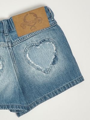 3. Mädchen-Shorts aus Baumwolle Blauer Denim