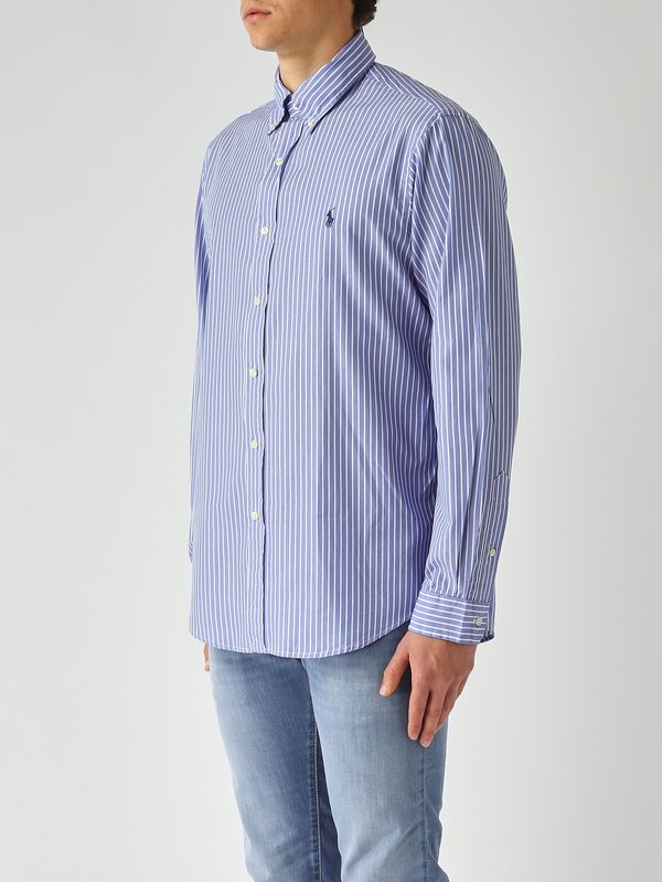 3. Camisa de hombre de corte clásico de algodón Azul-Blanco Polo Ralph Lauren 710b15595