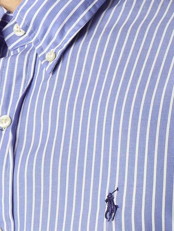 7. Camisa de hombre de corte clásico de algodón Azul-Blanco Polo Ralph Lauren 710b15595