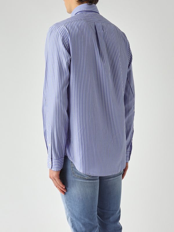 5. Camisa de hombre de corte clásico de algodón Azul-Blanco Polo Ralph Lauren 710b15595
