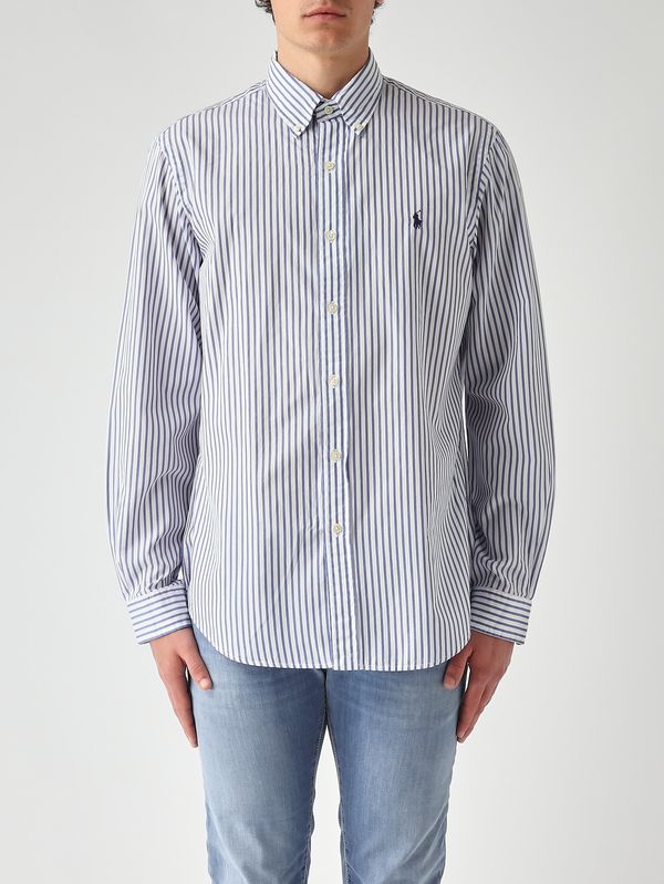 Camicia uomo classic fit in cotone Bianco-Blu Polo Ralph Lauren