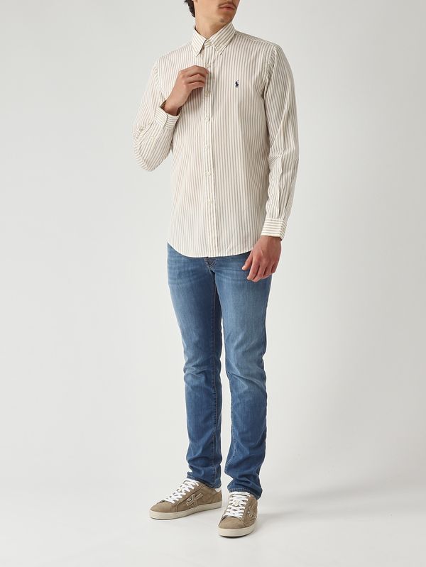 4. Camisa de hombre de corte clásico de algodón Marfil-Beige Polo Ralph Lauren 710b15595