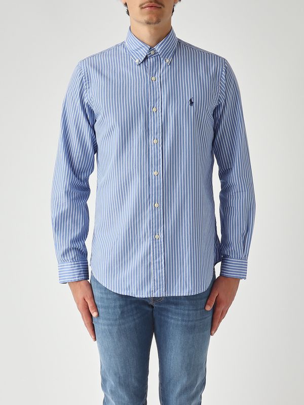 2. Camisa de hombre de corte clásico de algodón Azul-Blanco Polo Ralph Lauren 710b15595